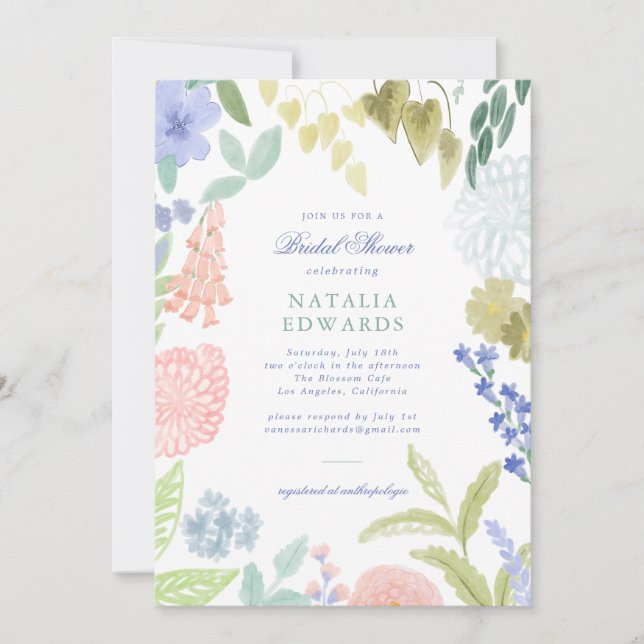 Invitación de Despedida de Soltera Painted Pastel  (Anverso)