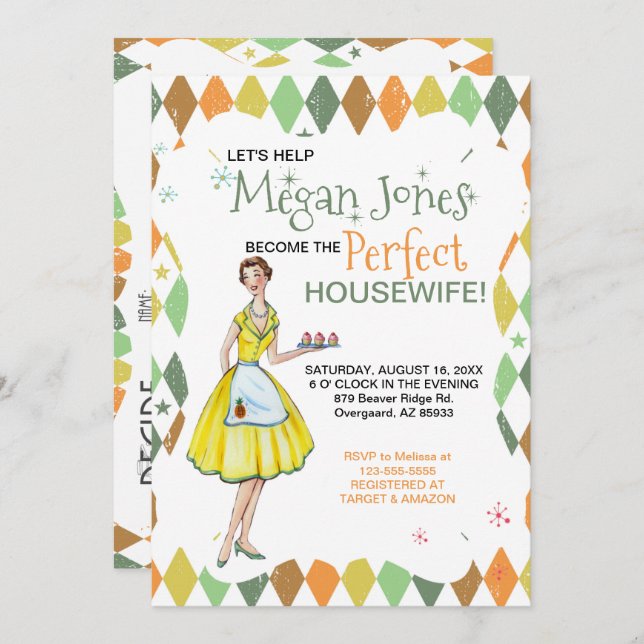 Invitación de Despedida de Soltera para Ama de Cas (Anverso / Reverso)