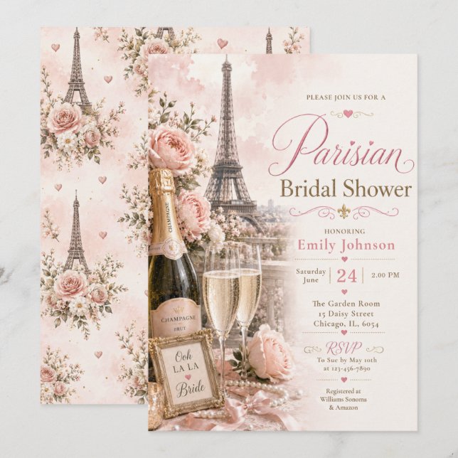 Invitación de Despedida de Soltera Parisina (Anverso / Reverso)