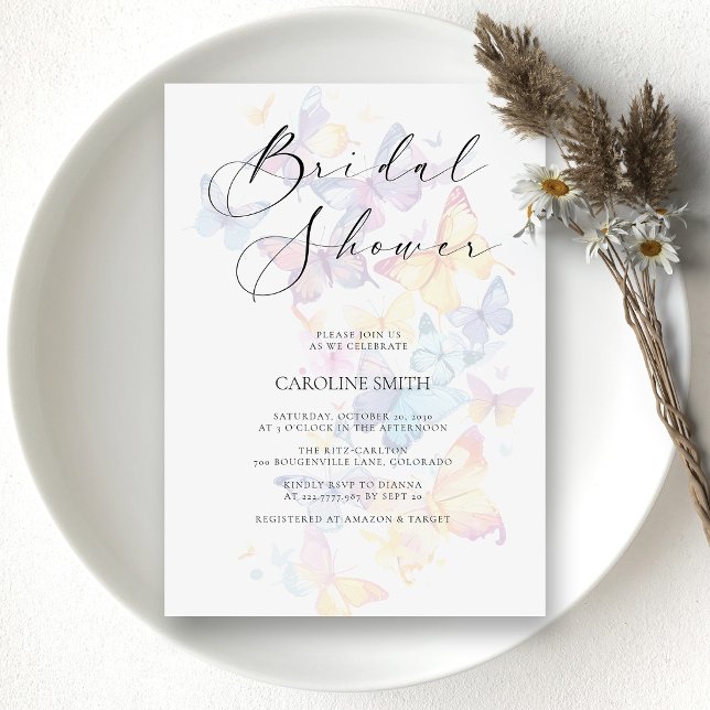 Invitación de Despedida de Soltera Pastel de Marip (Butterfly Pastel Bridal Shower Invitation
)