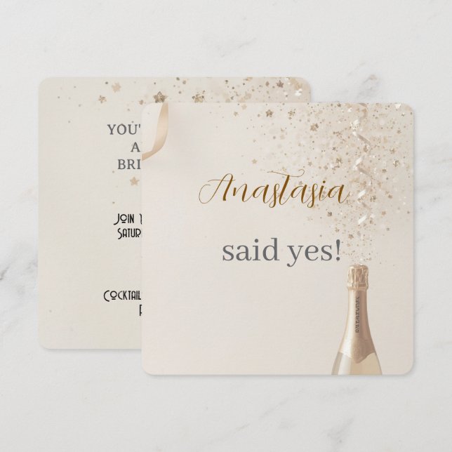 Invitación de Despedida de Soltera Personalizada E (Anverso / Reverso)