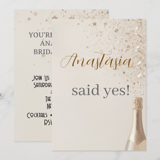 Invitación de Despedida de Soltera Personalizada E (Anverso / Reverso)