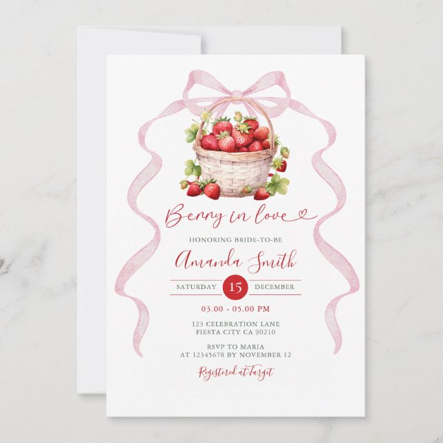 Invitación de Despedida de Soltera Pink Berry in L (Anverso)