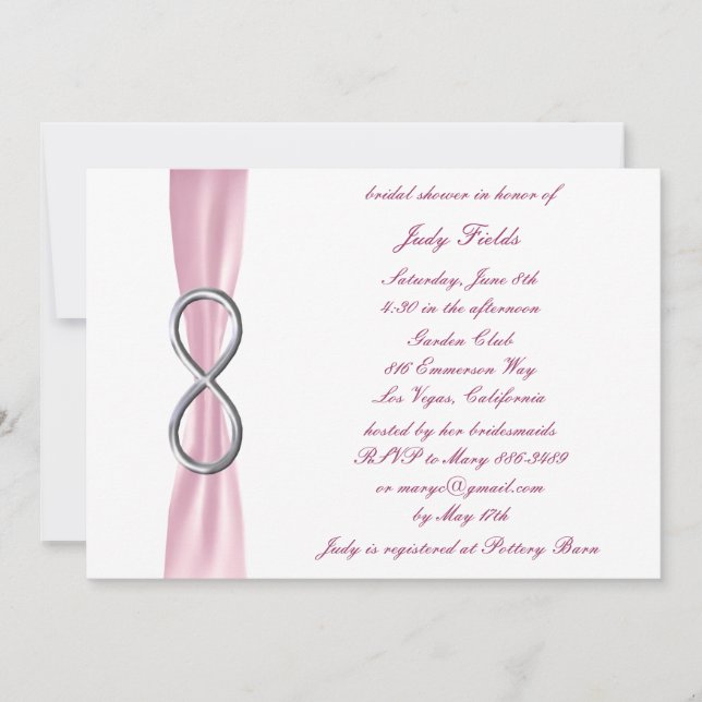 Invitación de Despedida de Soltera Pink Infinity (Anverso)