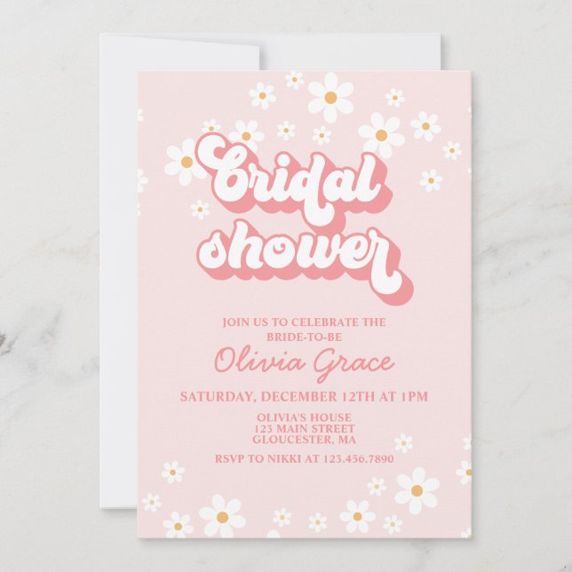 Invitación de Despedida de Soltera Retro Daisy Ros (Anverso)