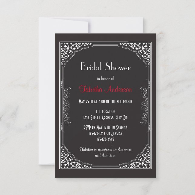 Invitación de Despedida de Soltera Roaring 20s Neg (Anverso)