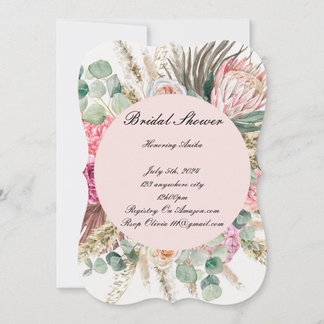 Invitación de despedida de soltera rosa (Anverso)
