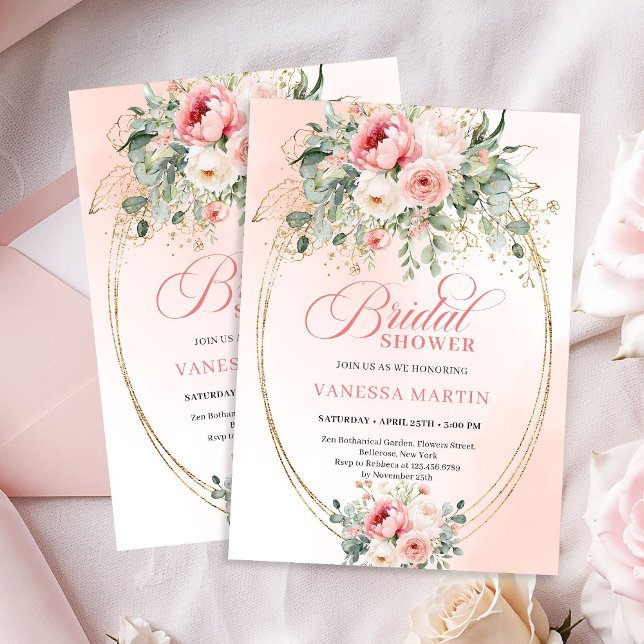 Invitación de Despedida de Soltera Rosa Beige Boho (Rustic Boho Blush Rose Bridal Shower Invitation)