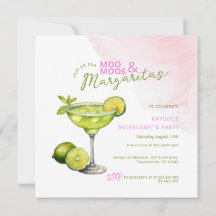 Invitación de despedida de soltera rosa MooMoos &