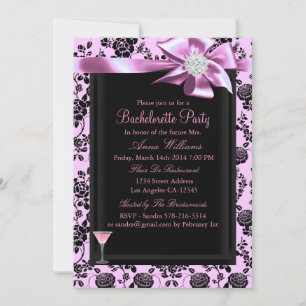 Invitación de despedida de soltera Rosa Rosa y Neg