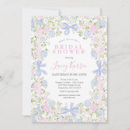 Invitación de despedida de soltera rosa y azul Gra