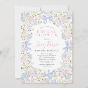 Invitación de despedida de soltera rosa y azul Gra