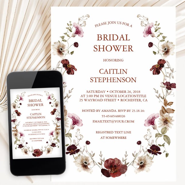 Invitación de Despedida de Soltera Rosa y Burdeos (Subido por el creador)