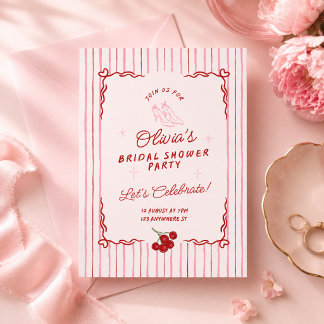 Invitación de despedida de soltera rosa y rojo ret