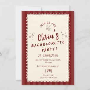 Invitación de Despedida de Soltera Rústica Borgoña