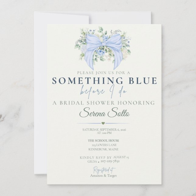 Invitación de Despedida de Soltera Something Blue  (Anverso)