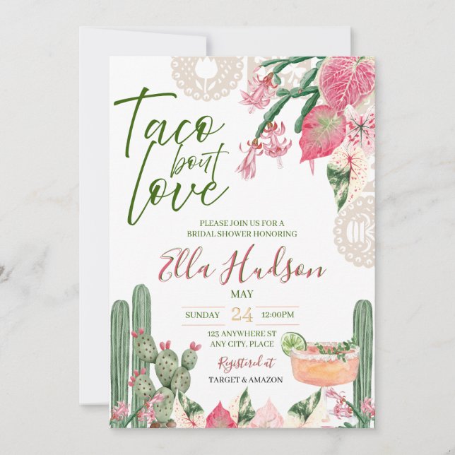 Invitación de Despedida de Soltera Taco Bout Love (Anverso)