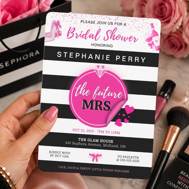 Invitación de Despedida de Soltera Tema Sephora (Sephora theme chic bridal shower invitation)