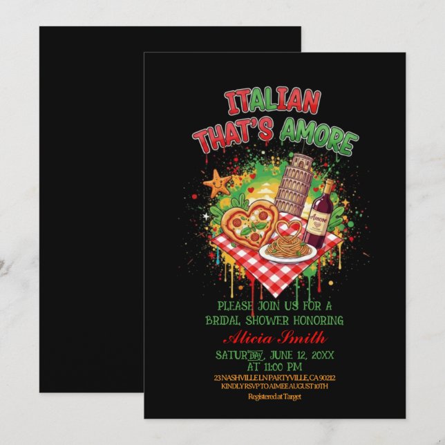 Invitación de Despedida de Soltera 'That's Amore'  (Anverso / Reverso)