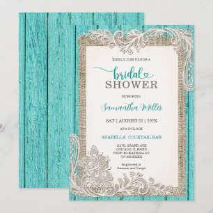 Invitación de Despedida de Soltera Turquesa Rústic