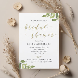 Invitación de Despedida de Soltera Verde y Dorado