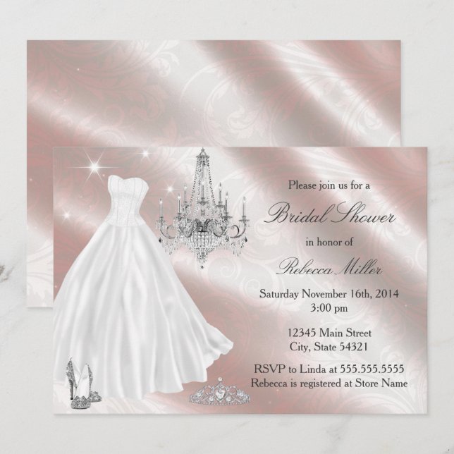 Invitación de Despedida de Soltera Vestido de Boda (Anverso / Reverso)