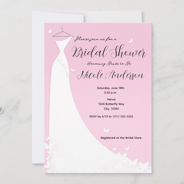 Invitación de Despedida de Soltera Vestido de Novi (Anverso)