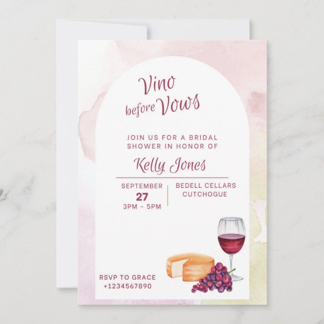 Invitación de Despedida de Soltera Vino antes de V (Anverso)