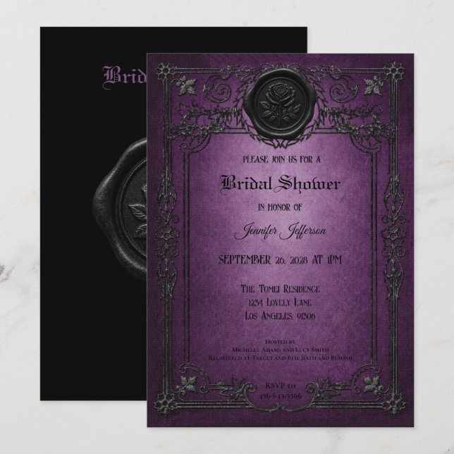 invitación de despedida de soltera Vintage Gothic  (Anverso / Reverso)