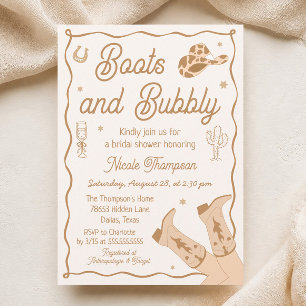 Invitación de Despedida de Soltera Western de Bota
