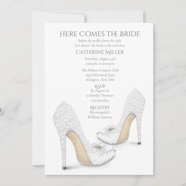 Invitación de Despedida de Soltera Zapatos de Novi (Anverso)