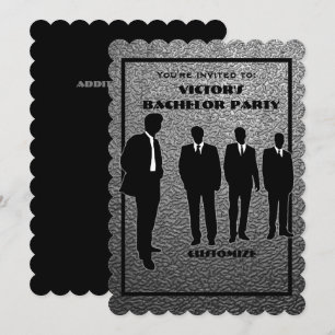 Invitación de despedida de soltero Chic Black && S