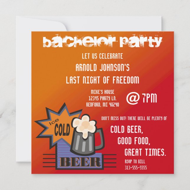 Invitación de despedida de soltero con cerveza hel (Anverso)