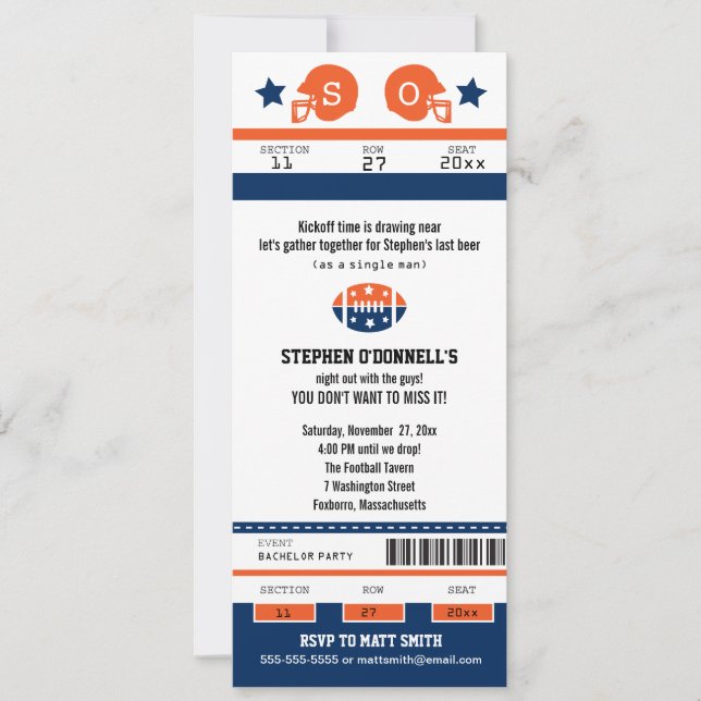 Invitación de Despedida de Soltero con Entradas pa (Anverso)