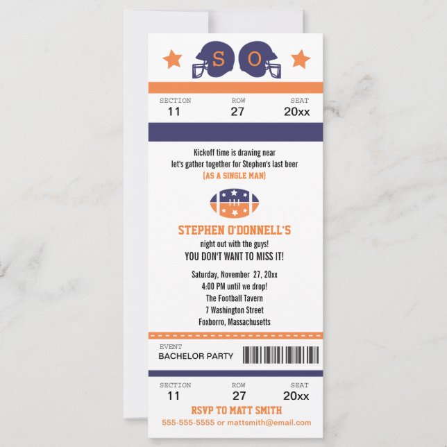 Invitación de Despedida de Soltero con Entradas pa (Anverso)