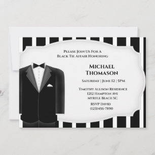Invitación de despedida de soltero con esmoquin de