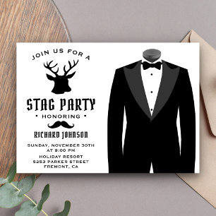 Invitación de despedida de soltero con esmoquin ne