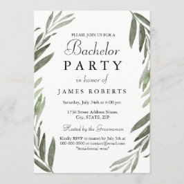 Invitación de despedida de soltero con hoja verde