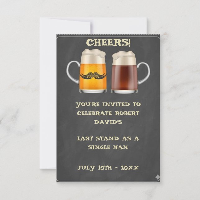 Invitación de despedida de soltero con vasos de ce (Anverso)