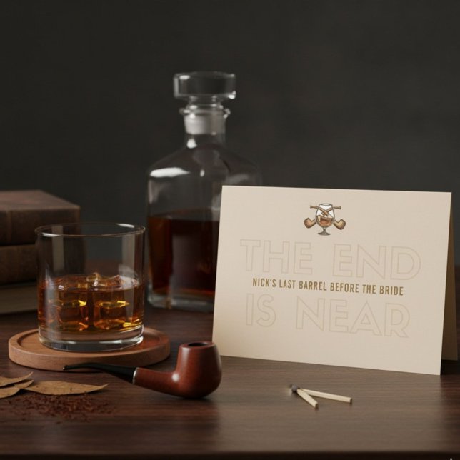 Invitación de Despedida de Soltero con Whisky y Ci (Whiskey & Cigar Groom Bachelor Party Invite)