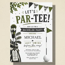 Invitación de despedida de soltero de golf Let's P