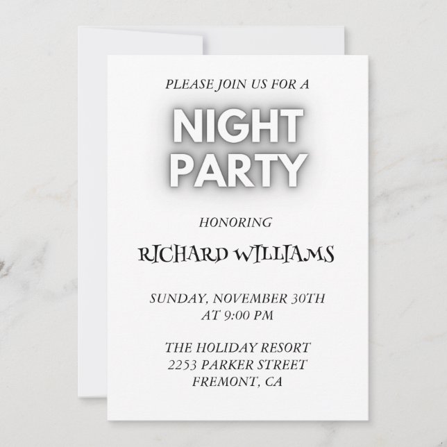 Invitación de despedida de soltero elegante en bla (Anverso)