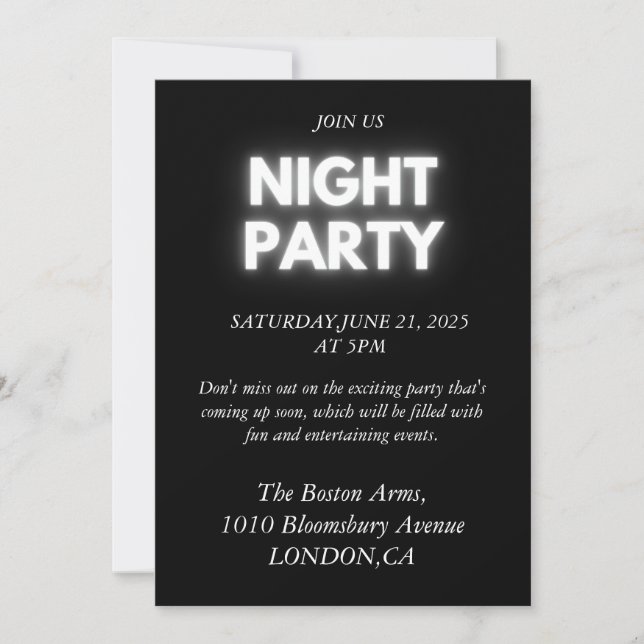 Invitación de despedida de soltero elegante en bla (Anverso)