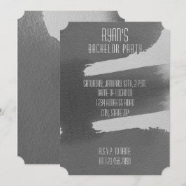 Invitación de despedida de soltero en negro y gris
