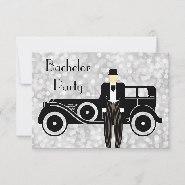 Invitación de Despedida de Soltero Gatsby Coche Vi (Anverso)