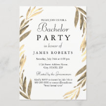 Invitación de despedida de soltero moderna con hoj