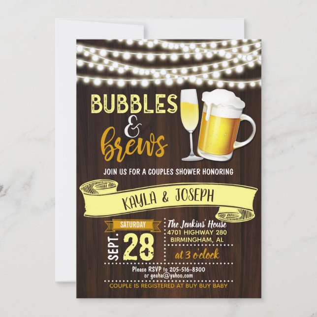 Invitación de Despedida de Solteros/as con Burbuja (Anverso)