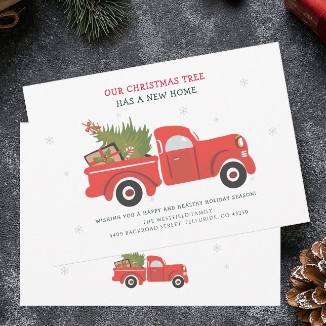 Invitación de desplazamiento de familia de vacacio (New Home Family Christmas Moving Announcement)