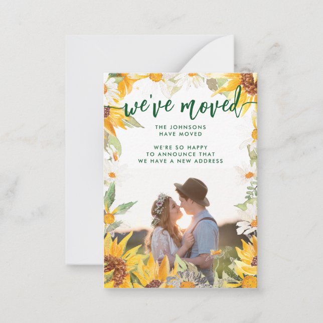 Invitación de desplazamiento de foto de flor solar (Anverso)