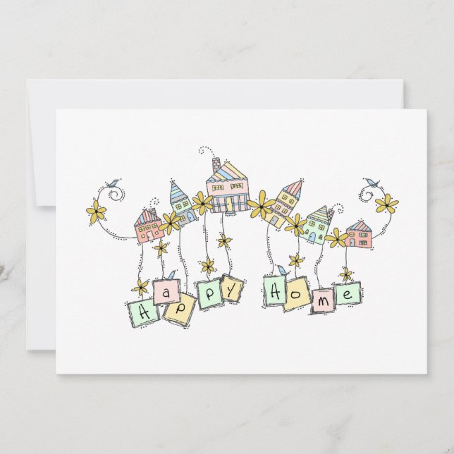 Invitación de desplazamiento de hogar feliz (Anverso)